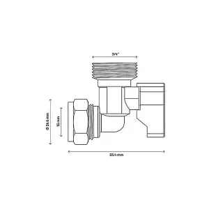 Angled Washing Machine Valve Appliance Tap Compression 15mm x 3/4