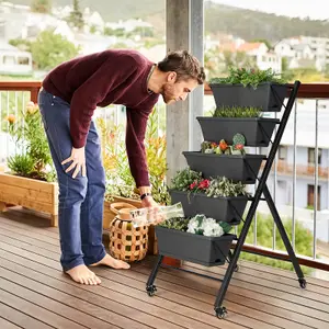 Costway 5-Tier Vertical Raised Garden Bed Freestanding Garden Planter 5 Container Boxes