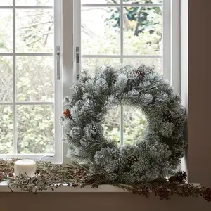 50cm Green Frosted Pinecone Wreath