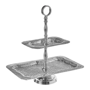 Maison by Premier Bailey 2 Tier Hammered Aluminium Cake Stand