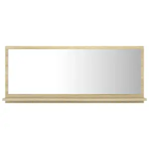 Dorlene Framed Wall Mounted Bathroom Mirror Sonoma Oak / 90 cm