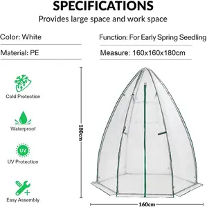 Portable Tent Style Greenhouse - Weatherproof Plant Protector with PE Cover, Zippered Door & Window