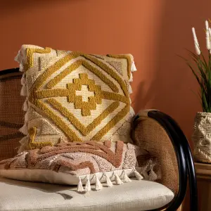 furn. Kalai Geometric Tufted Feather Filled Cushion