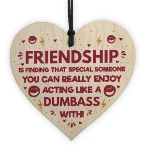 Red Ocean FUNNY Gift For Best Friend Wooden Heart Friendship Plaques Birthday Gifts For Women Friend Keepsake Gifts