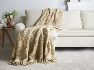 Blanket VELLA Cotton 190 x 230 cm Beige