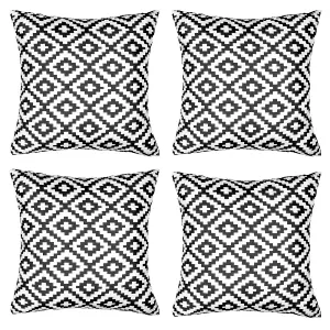 4 Pack Geometric Cushion Cover Filled Water Resistant Outdoor Garden