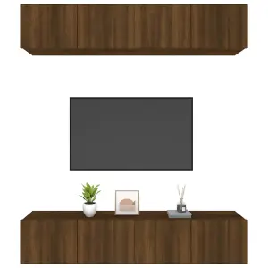 Berkfield TV Cabinets 4 pcs Brown Oak 80x30x30 cm Engineered Wood