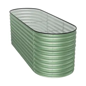 240cm W Light Green Oval-Shaped Galvanized Steel Raised Garden Bed Outdoor Use Only