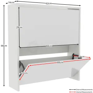 Vida Designs Welham White 2 Drawer Mirrored Shoe Storage Cabinet