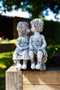 Kissing Kids Stone Effect Garden Ornament