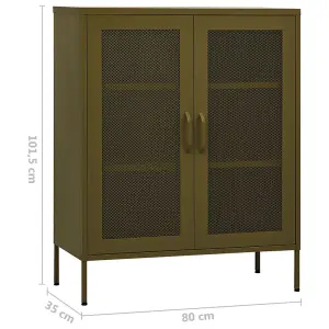 Berkfield Storage Cabinet Olive Green 80x35x101.5 cm Steel