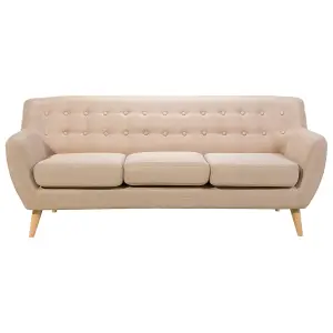 3 Seater Fabric Sofa Beige MOTALA