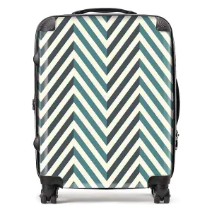 Geometric Herringbone Chevron Blues Suitcase - Large