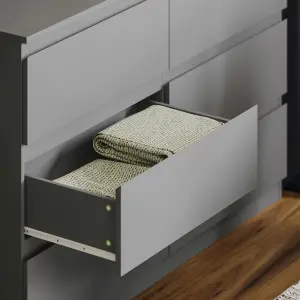 Vida Designs Denver Grey 6 Drawer Chest (H)770mm (W)1200mm (D)400mm