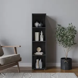 URBNLIVING 120cm Height Black 4-Cube Shelving Unit - Tall