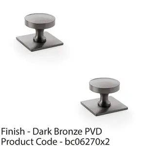 2 PACK - Slim Round Cabinet Door Knob & Matching Backplate - Dark Bronze 38mm Handle