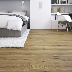 GoodHome Bossa Nova Natural Plain Wood effect Self-adhesive Luxury vinyl tile, 0.97m²