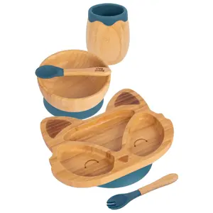 5pc Bamboo Fox Baby Weaning Set - Navy Blue