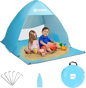 Kayman Pop Up Beach Tent - UPF 50+ for UV Protection for 3-4 Person with Carrying Travel Bag, Windproof Beach Sun Shelter