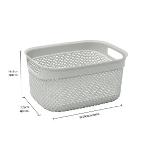 JVL Droplette Design Plastic Storage Basket, One Size, Handles, Grey