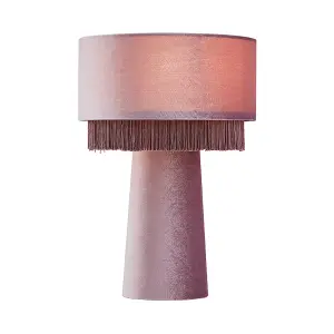 Litecraft Tess Lilac 1 Light Fringed Table Lamp