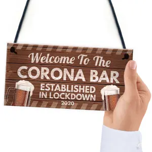 Red Ocean Novelty Corona Bar Sign Funny Quirky Hanging Sign For Home Bar Gifts For Him Man Cave Gifts