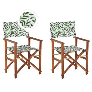 Set of 2 Garden Chairs CINE Acacia Wood Dark Wood