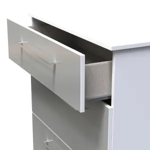 Chester 3 Drawer Deep Chest in Uniform Grey Gloss & White (Ready Assembled)