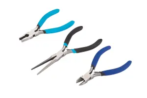 BlueSpot Tools Soft Grip Mini Plier Set, 3 Piece