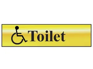 Self-Adhesive Polished Brass Disabled Toilet Sign - 200 x 50mm