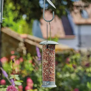 Complete Bird Feeding Station - Metal Outdoor Garden Wild Bird Seed, Nut, Suet Ball Feeder - H240 x W56 x D56cm, Sage Green