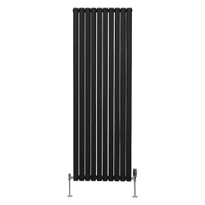 Oval Column Radiator & Valves - 1800mm x 600mm - Black