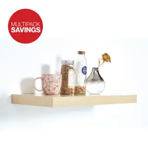 Shelf Depot Maple Floating Shelf (L)600mm (D)230mm, Pack of 2