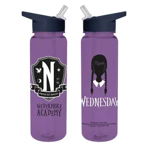 Wednesday Nevermore Academy Plastic Water Bottle Purple/Black/White (One Size)