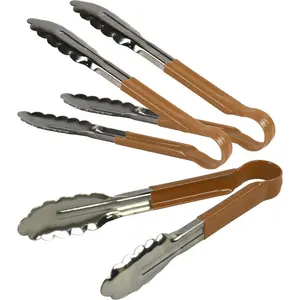 Stainless Steel Tongs 12" (Set of 3) Brown / 22.86cm