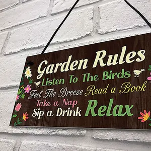 Red Ocean Garden Signs And Plaques For Outside Garden Rules Sign Novelty Hanging Plaque Summer House Sign Shed Sign Friendship