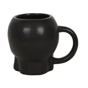 Matte Black Skull Ceramic Mug for Gothic Style