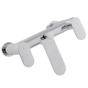 BATHWEST Bath Taps with Shower,Bathroom Square Tub Mixer Taps Dual Lever Bath Filler Tap Chrome