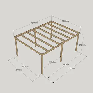 Garden Pergola 6 Posts - Wood - L300 x W480 x H270 cm - Light Green