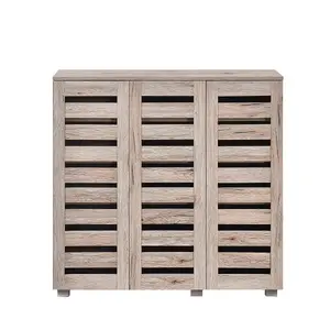 Euston Modern Sanremo Oak 3 Door 5 Tier Shoe Cabinet