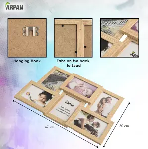 ARPAN Collage Multiple Picture Frames for 6 Photos in 4 x 6 Inches Wooden, MDF Wall Mounting Frame (Natural)