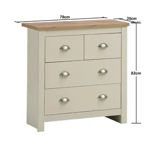 Lisbon Cream Bedroom Chest of Drawers 2+2 4 Drawer Storage Cabinet Furniture