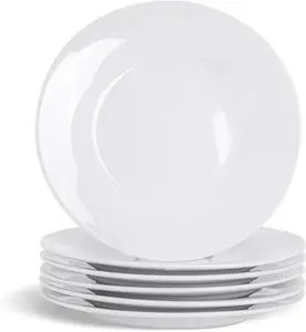 Argon Tableware 6X White 15.4cm (6 Inch) Wide Rimmed Side Plates - Desert Serving Dinner Set Bread Plate - Dishwasher And Microwave Safe Ceramic