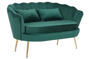 2 Seater Loveseat Small Sofa in Velvet Emerald Green