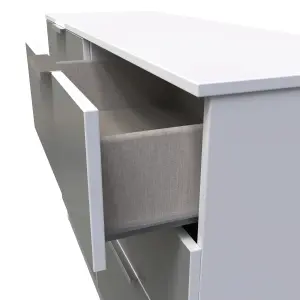 Poole 6 Drawer Wide Chest in Uniform Grey Gloss & White (Ready Assembled)