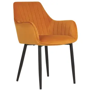 Set of 2 Dining Chairs WELLSTON Velvet Orange