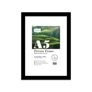 A5 Black Picture Frame With Mount for A6 (10.5 x 14.8cm - 4.1 x 5.8in) Poster, Photo, Artwork, or Print.