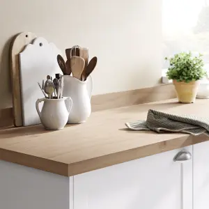 GoodHome 38mm Kala Matt Brown Oak effect Laminate & particle board Square edge Kitchen Worktop, (L)3000mm