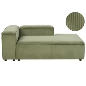 Left Hand Jumbo Cord Chaise Lounge Green ARDAL