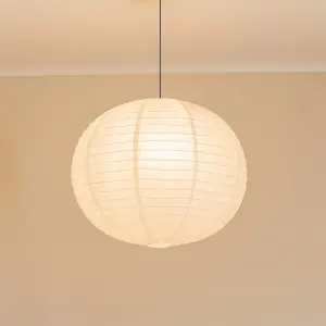 ValueLights Isla White Paper Globe Ball Dome Easy Fit Ceiling 60cm Lamp Shade with LED Bulb